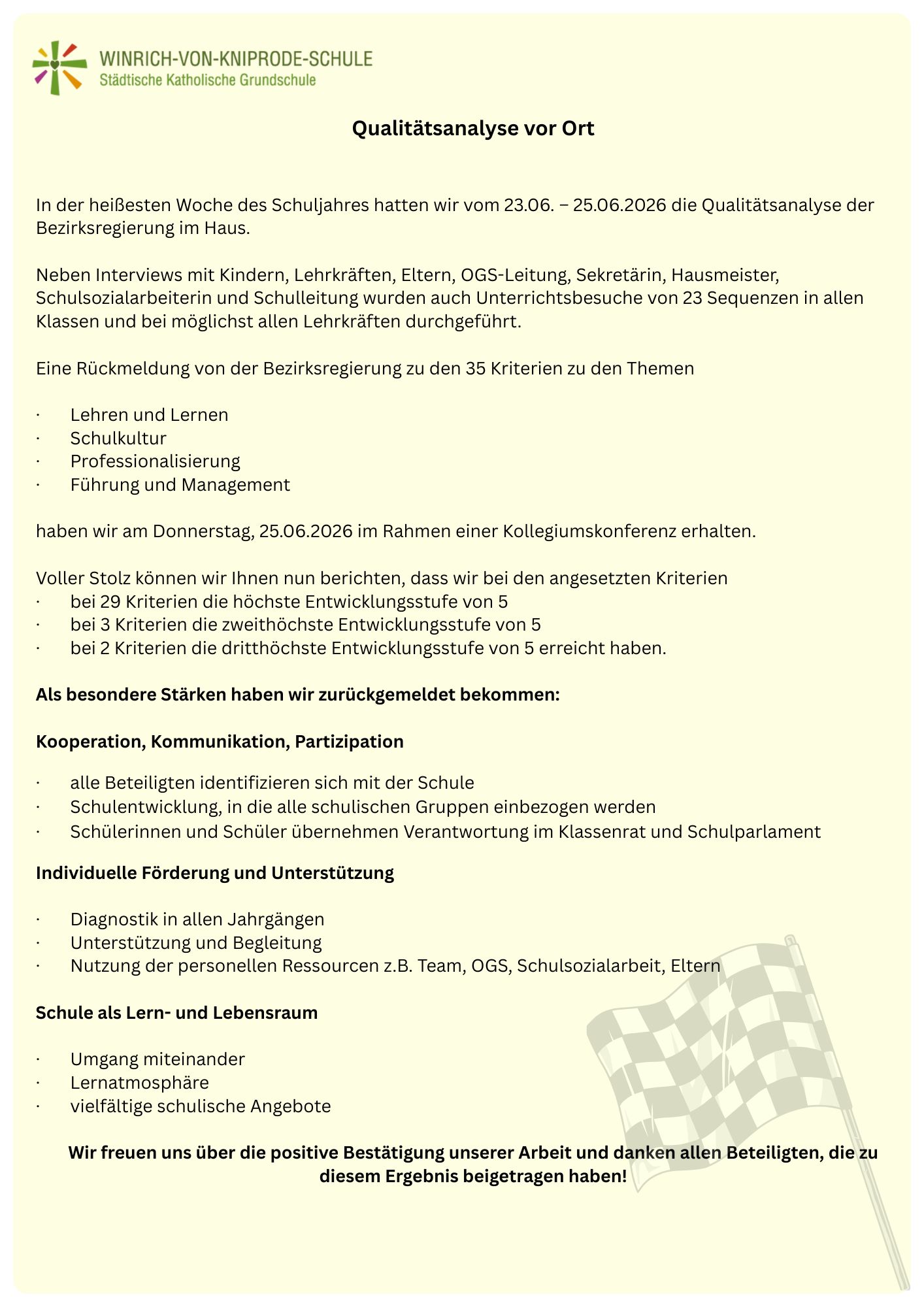 So haben wir die Qualitätsanalyse abgeschlossen